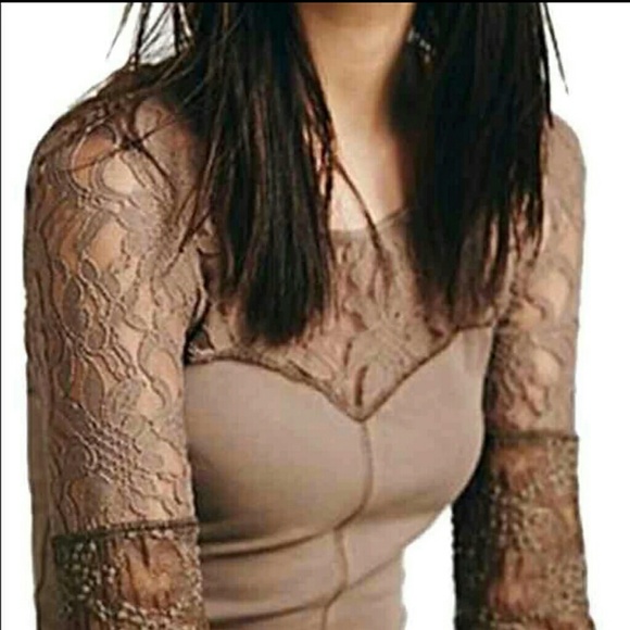 Free people Sweet Thang brown lace top size xs - Picture 3 of 7